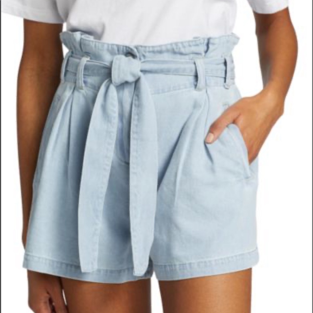 Rails Light Vintage Wash - High-Rise Paperbag Denim Shorts Size M - Picture 7 of 12